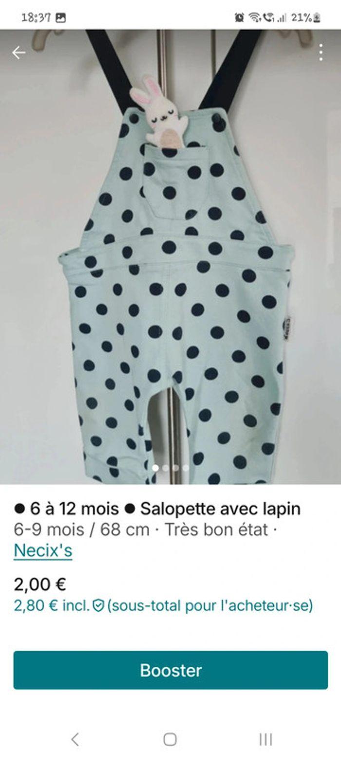 ● 6 à 12 mois ● Salopette avec lapin - photo numéro 3