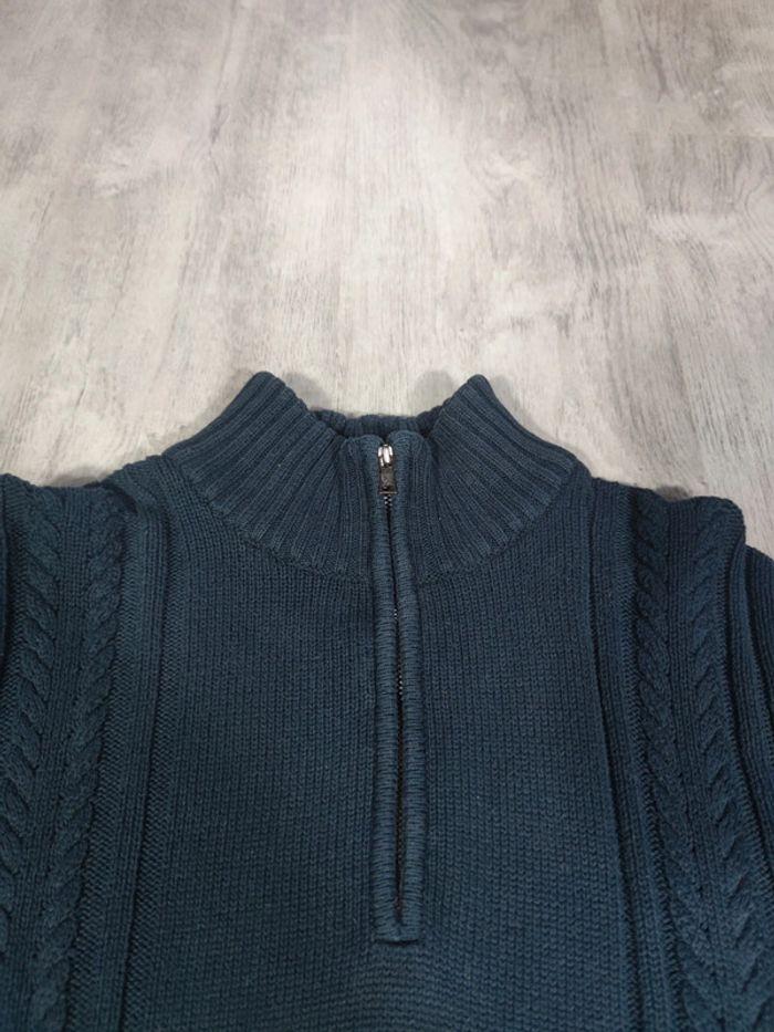 Pull Half Zip Torsadé Calvin Klein Bleu Marine Taille M Homme - photo numéro 3