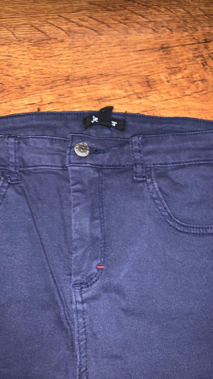 Pantalon skinny bleu marine à logo - photo numéro 3