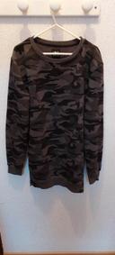 Joli sweat femme long camouflage LBO gris/noir M zips côtés très bon état