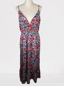 Robe maxi à fleurs bleu et rouge