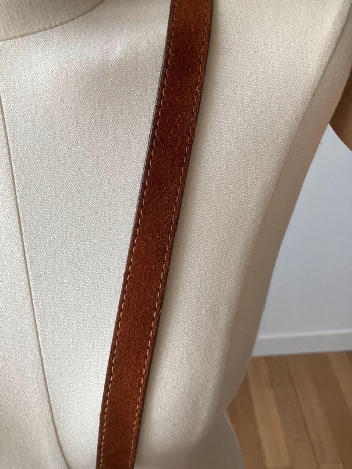 Sac pochette bandoulière croûte de cuir bovin effet daim - photo numéro 7