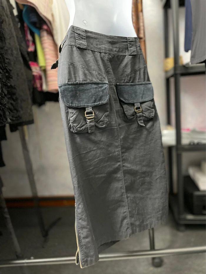 Y2K jupe style cargo bleu gris S - photo numéro 8