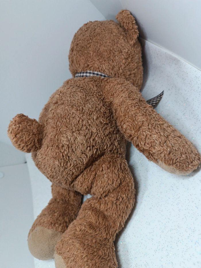 Nounours ours Teddy Bear peluche plush doudou caramel brun Brown marron bouclette nœud rayure - photo numéro 9