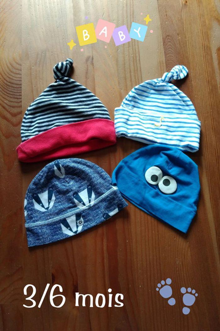 lot de 4 bonnets légers taille 3/6 mois - photo numéro 1