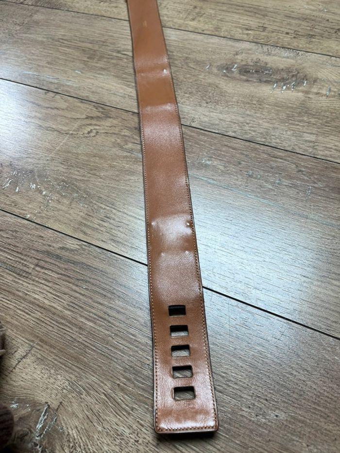 Ancienne ceinture Hermès Médor collier de chien en cuir marron et doré - photo numéro 5