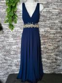 Robe longue cérémonie perles bleu flam mode taille 44