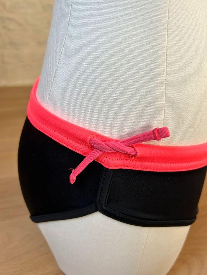 Maillot de bain coupe sportive brassière culotte noir et rose fluo - photo numéro 5