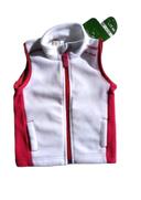 Gilet zippé en polaire blanc et fuchsia 12 mois