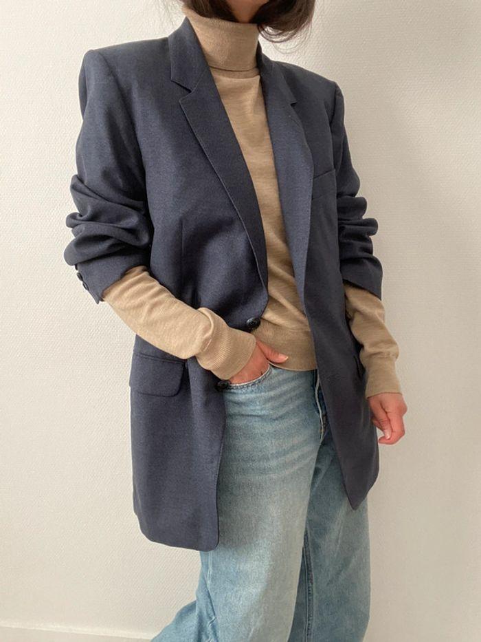 Oversized blazer bleu  100% laine - photo numéro 9