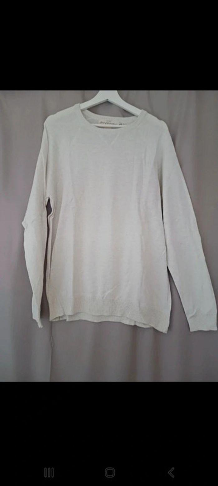 Pull homme maille col rond blanc crème beige taille L h&m - photo numéro 2