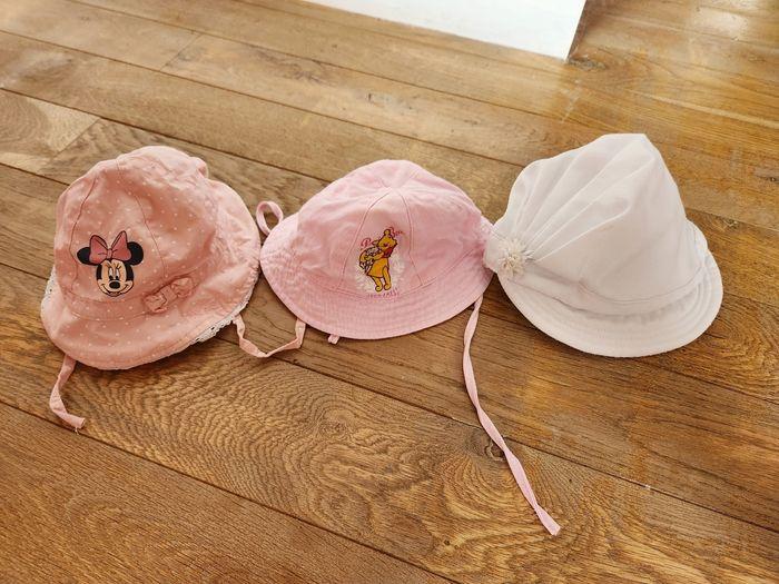 Lot de 3 chapeaux 3 mois fille en coton