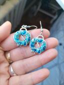 Boucles d'oreilles différents bleu 3.5cm de haut environ