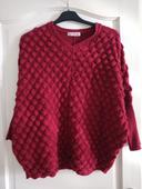 Pull femme col v rouge foncé 46/48/50 tbe mc lorene