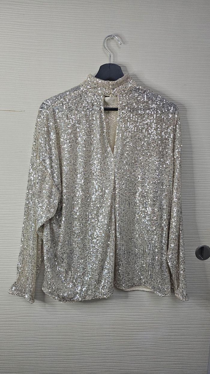 Blouse crème sequins dorés h&m - photo numéro 6