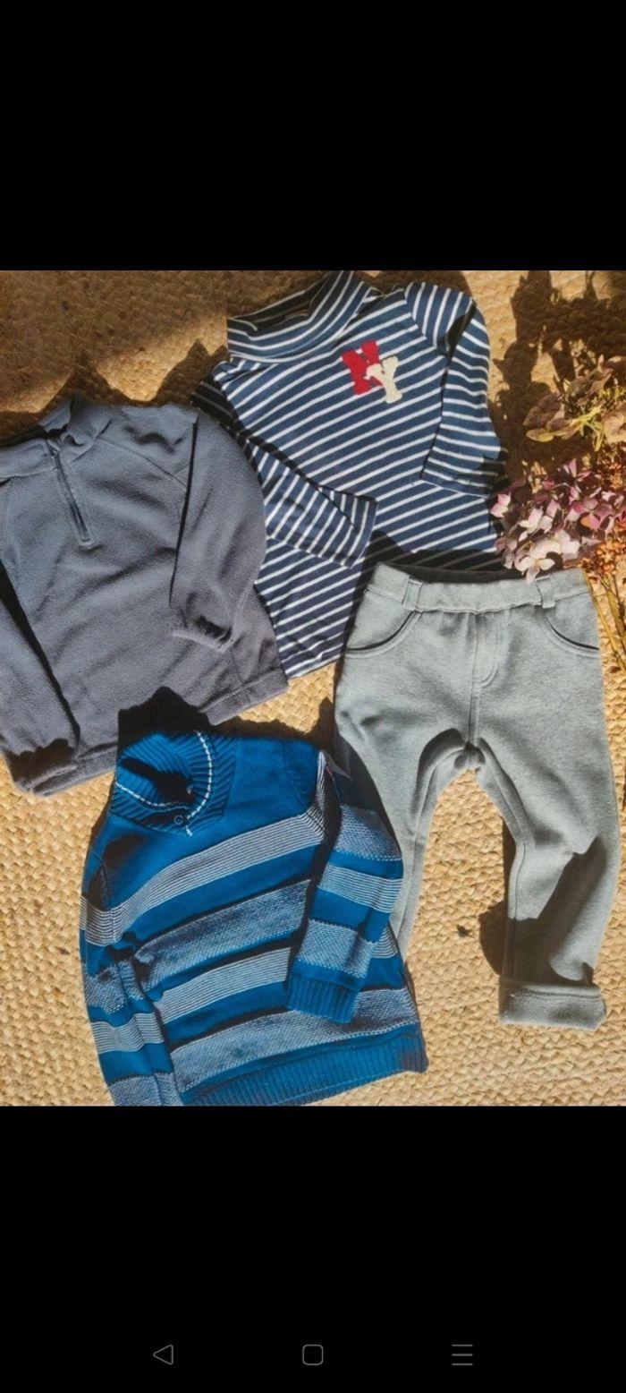 Lot 3 ans pantalon jogging fourré polaire lainage sous pull - photo numéro 1