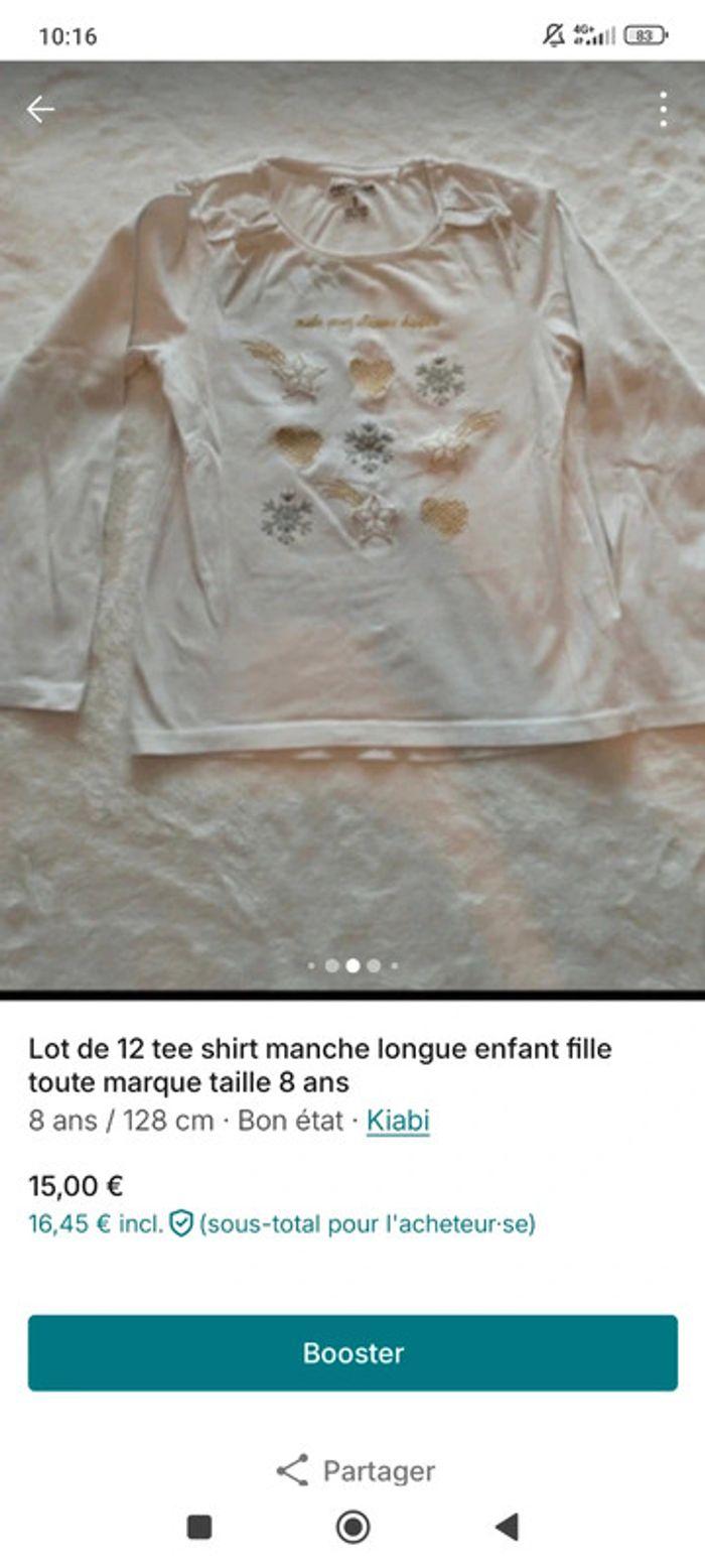 Lot de tee shirt manche longue  enfant fille toute marque taille 08 ans - photo numéro 7