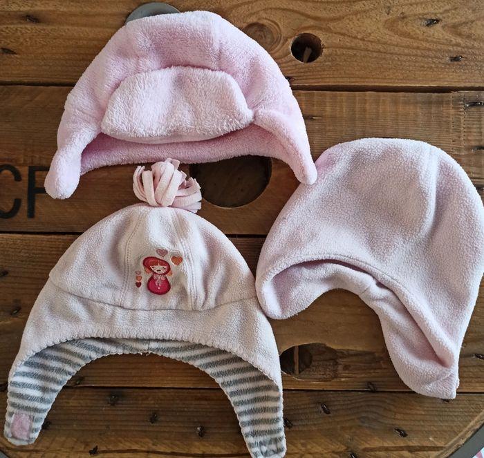 Lot de 3 bonnets bébé fille tout doux