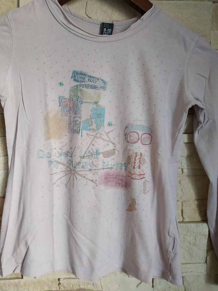 T-shirt Zara rose pâle ttbe 9/10 ans - photo numéro 2