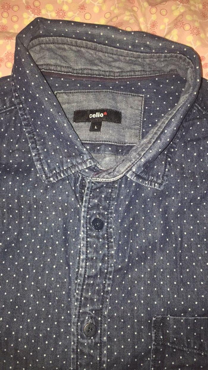 Chemise jean a petit pois - photo numéro 1