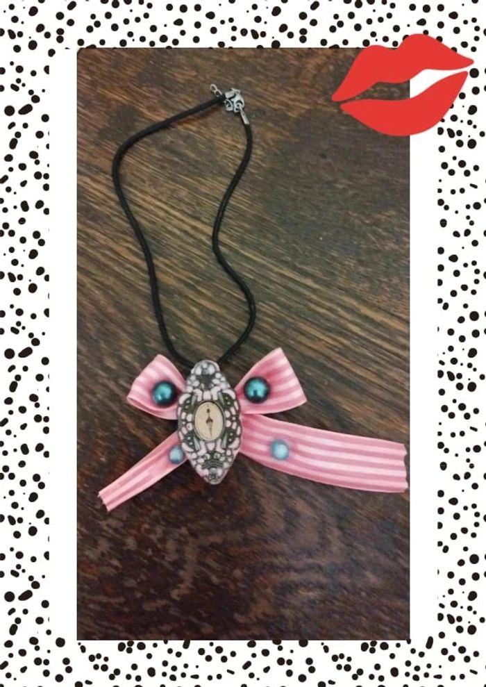 Collier necklace ruban bow rose lolita y2k - photo numéro 10