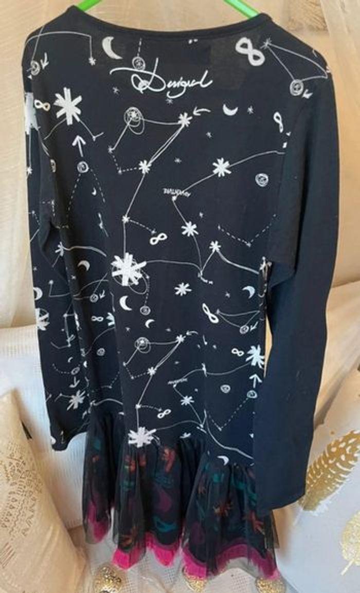 Magnifique robe desigual ML noir astronomie cœur gris rose TBE 11 12 ans - photo numéro 7