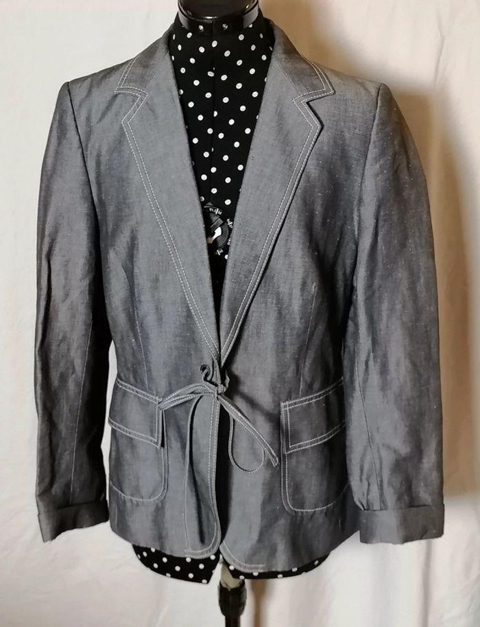 Veste / Blazer gris en lin taille 42 Rodier - photo numéro 2