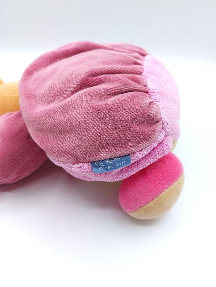 Doudou peluche lapin boule KALOO rose vert beige mauve 1998-2011 grelot 22 cm - photo numéro 3