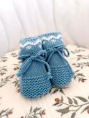 Chaussons maille bleu denim/blanc 0/1 mois