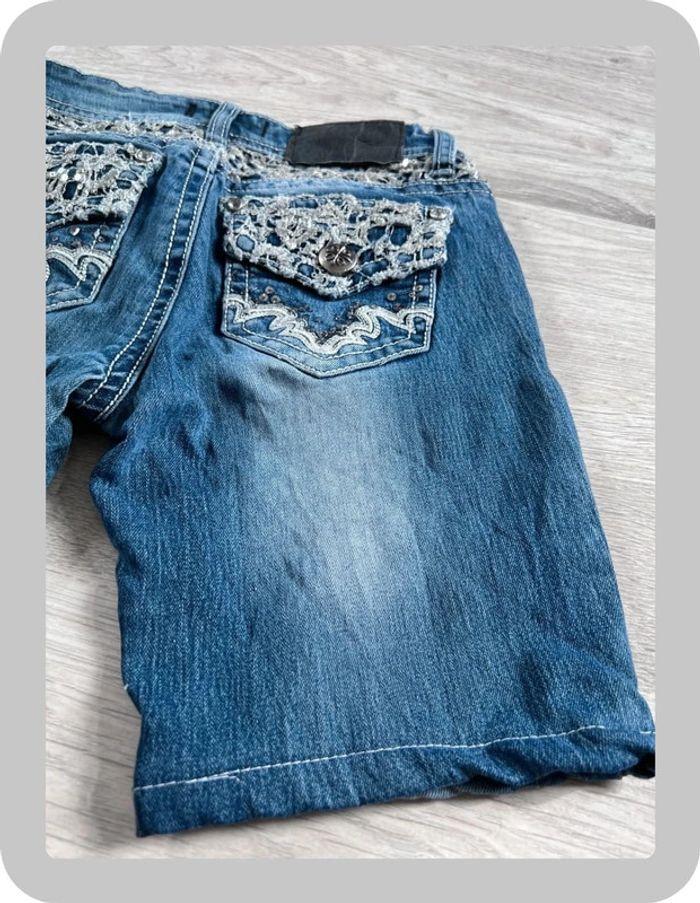 🩳 Short vintage brodé en jean  Bleu Taille XXS 🩳 - photo numéro 13