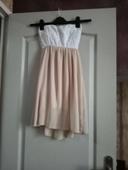 Robe  courte bandeau beige et blanc