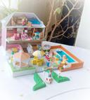 Maison maisonnette house galoob dollhouse pocket victorienne rose pink mobilier terrasse piscine