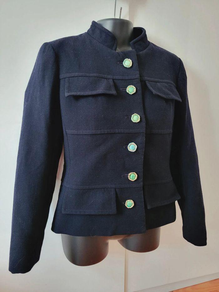 Veste manteau Angleterre anglais 100% pure laine mansfield london bleu marine - photo numéro 2