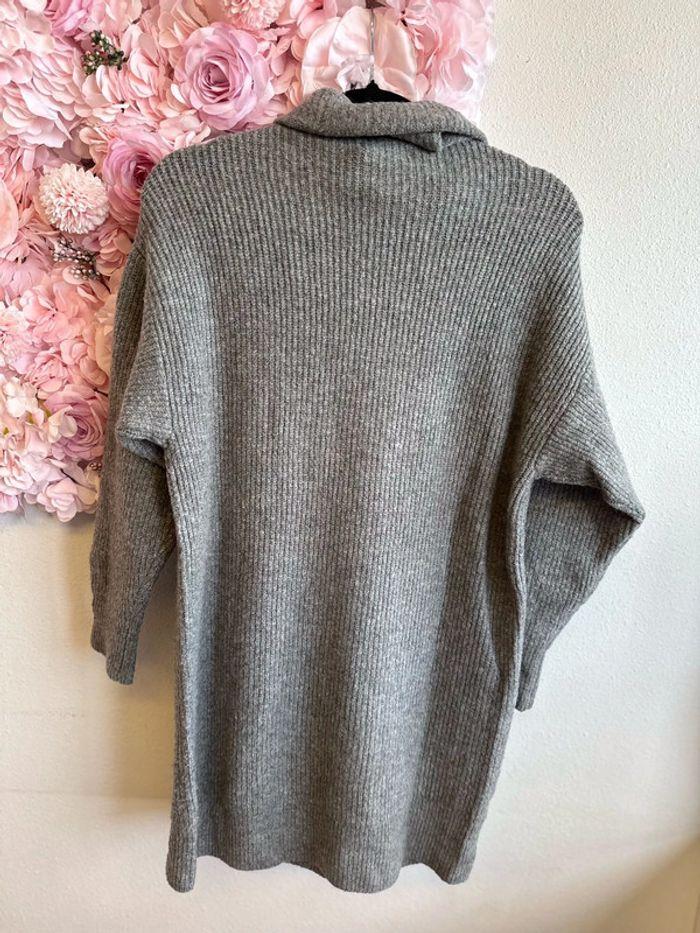 Robe pull gris Mango, col roulé, en maille de laine, taille XS oversize - photo numéro 6