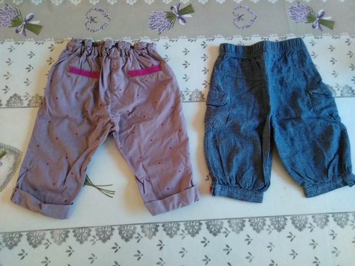 2 pantalons légers, taille 6 mois (1obaibi, 1 sans marque) - photo numéro 2