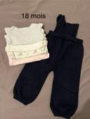 Lot de pantalon hiver + 4 bodies manches longues 18 mois