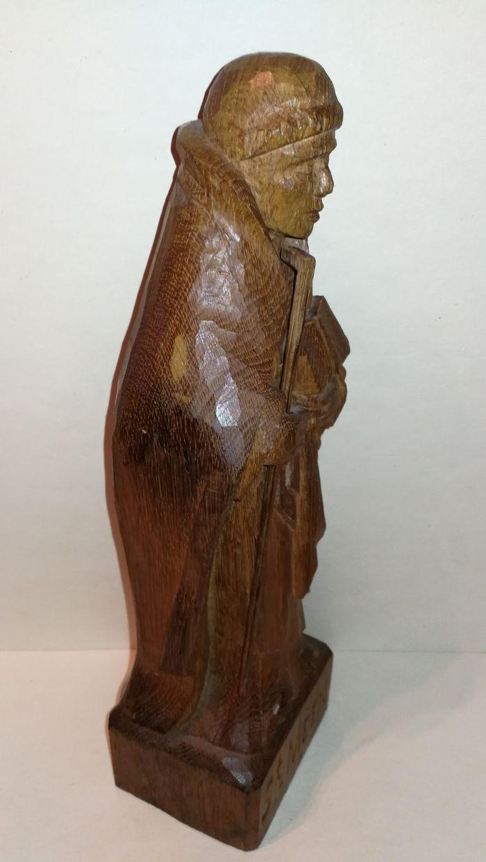 Statuette vintage en bois massif représentant l'abbé St Méen - photo numéro 6