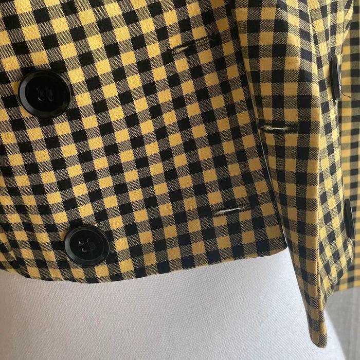 Veste blazer courte manches 3/4 jaune et noir Bershka - photo numéro 4