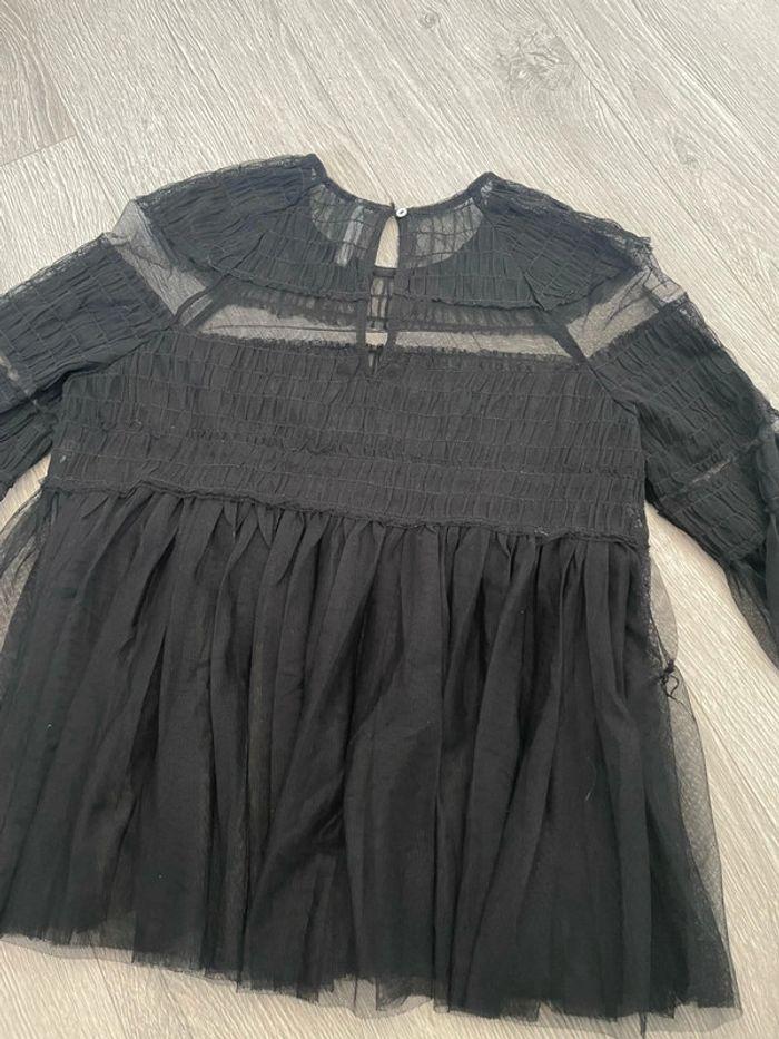 Blouse à manches courtes noir en voile volant bas et manches Zara taille XS - photo numéro 7