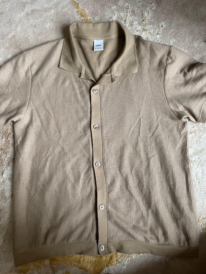 T-shirt chemise beige/marron homme Zara - photo numéro 1