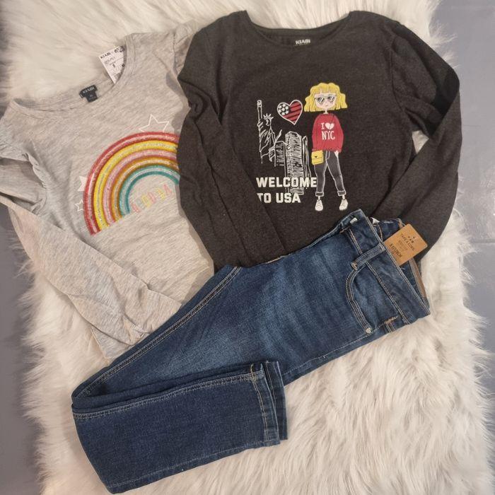 Neufs⚘️🌺 ensemble teeshirts ml , jeans skinny 8 ans fille 🌺 - photo numéro 1