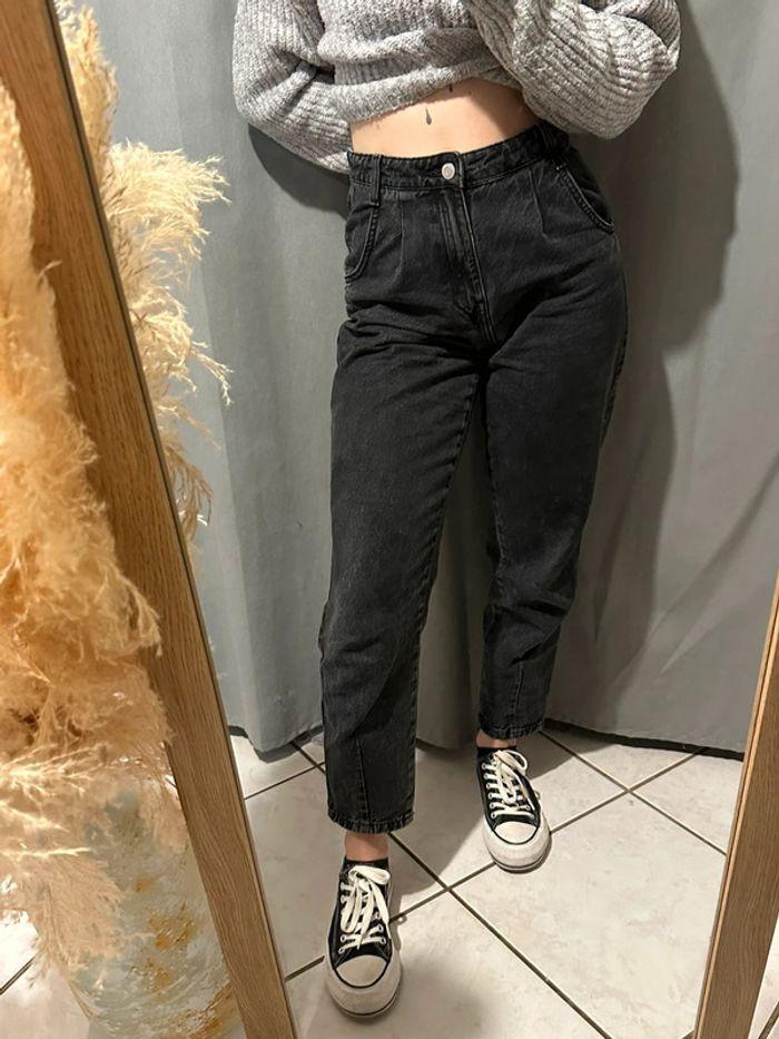 Jean boyfriend mom droit tally weijl XS noir gris - photo numéro 1