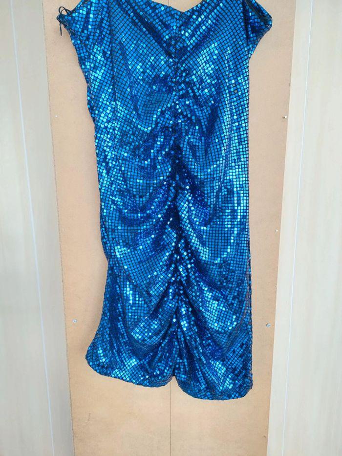 Robe de soirée à sequins bleus Zara en taille 40 - photo numéro 8