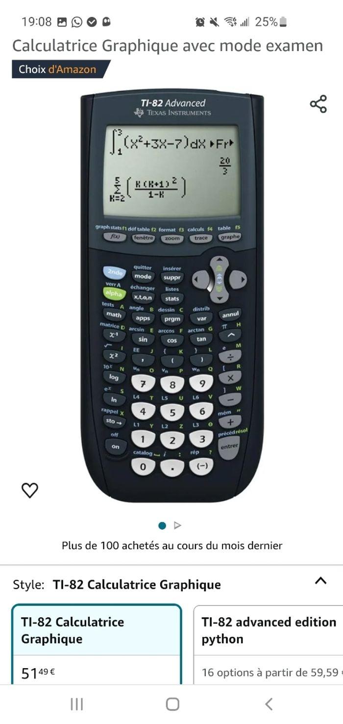 Calculatrice Graphique TEXAS INSTRUMENTS TI-82 Mode Examen intégré. - photo numéro 3