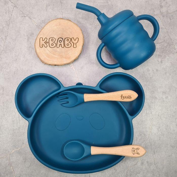 Coffret repas bébé, assiette ventouse, couvert personnalisé, tasse. - photo numéro 1