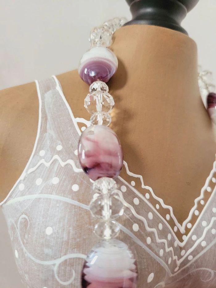 Collier véritable Murano verre soufflé violet venezia venise Italie - photo numéro 7