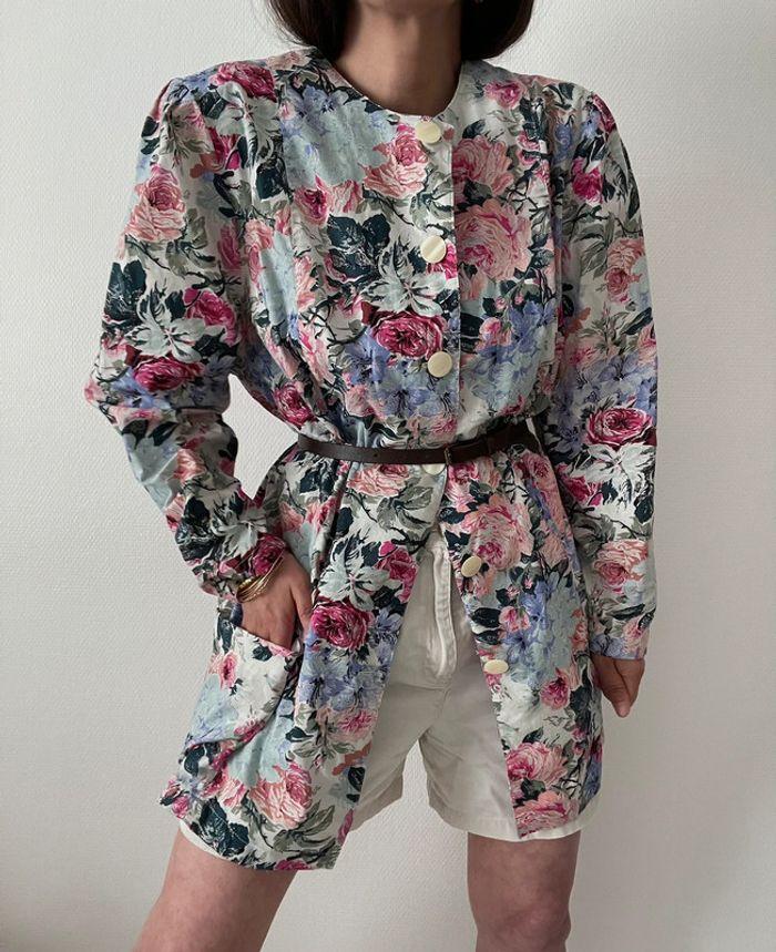 Oversized blazer long motif florale 100% coton - photo numéro 13