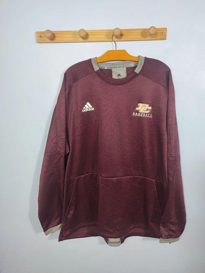 Pull Adidas DC Baseball Vintage Bordeaux Logo Brodé Taille XL Homme - photo numéro 1