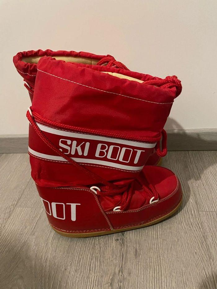 Bottes de ski après ski moon boots rouge et blanc fourré ski boot taille 38/40 - photo numéro 3