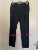 Pantalon bleu marine style chino à pinces devant Zara taille XS